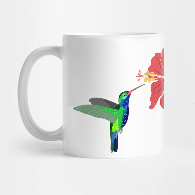 Hummingbird and red hibiscus flower by Orangerinka